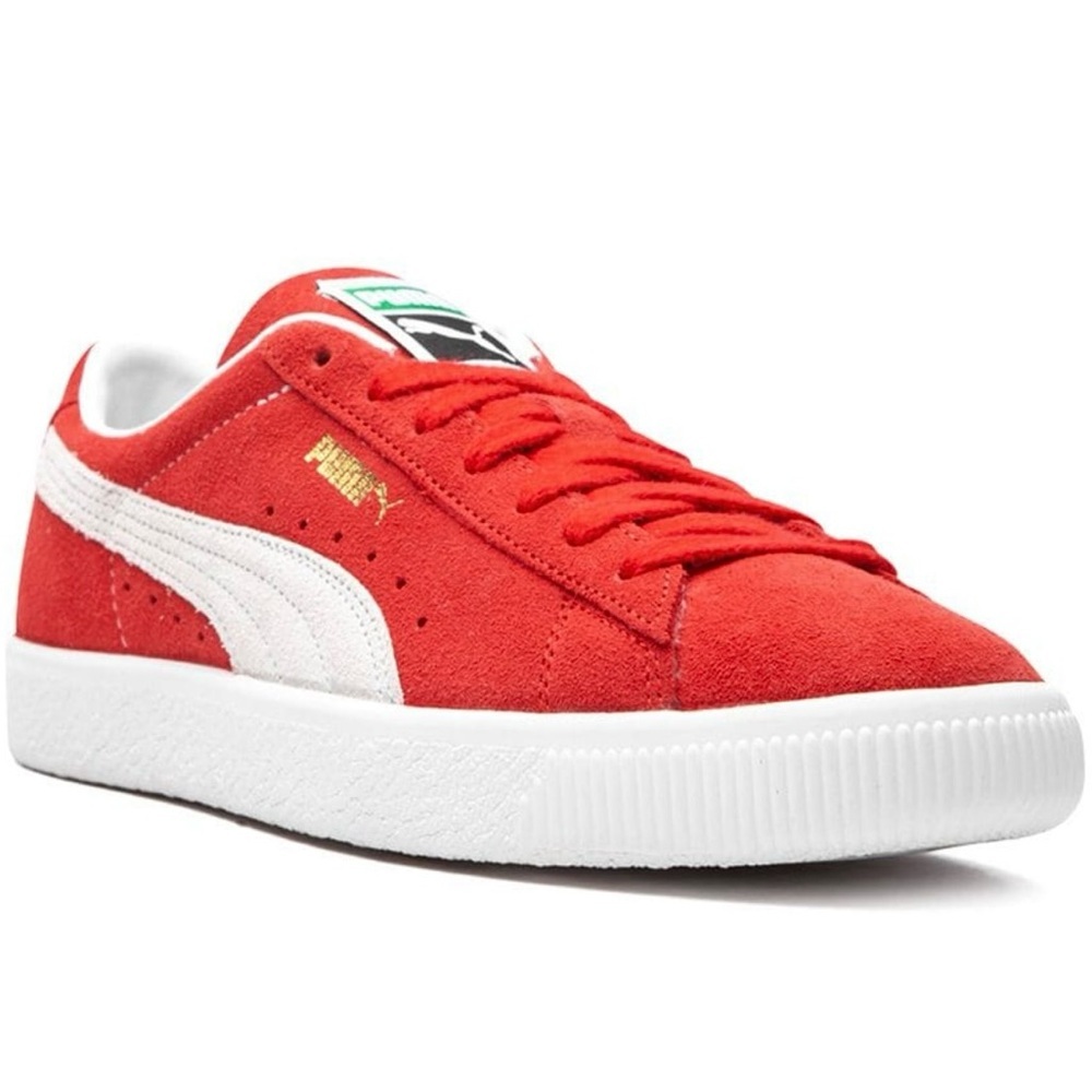 NWT Puma Suede VTG Textured Leather Sneakers , extra laces , high risk red white - Picture 2 of 16